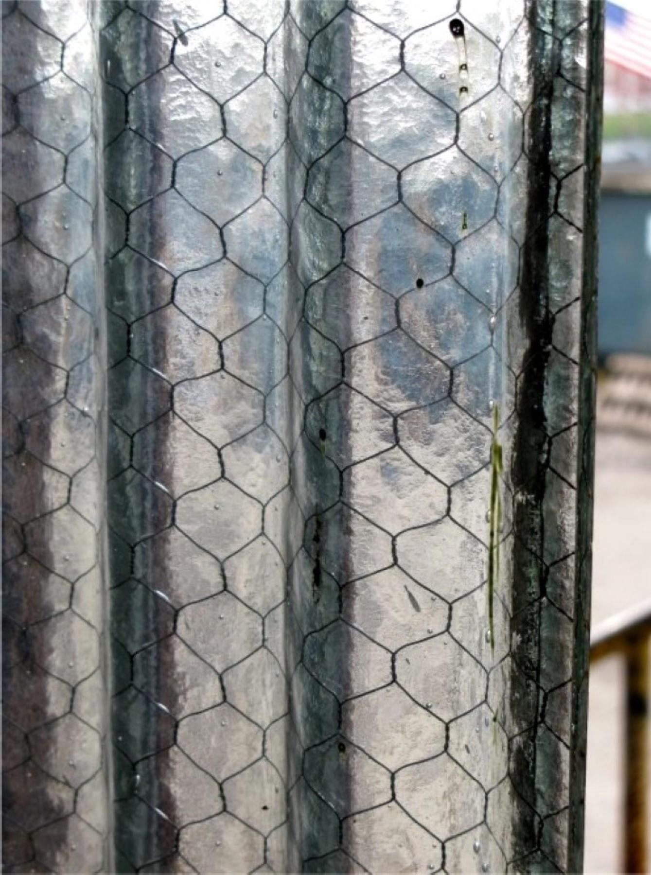Industrial 1930s Corrugated 27 3/4 x 47 3/4 Clear Chicken Wire Glass For Sale