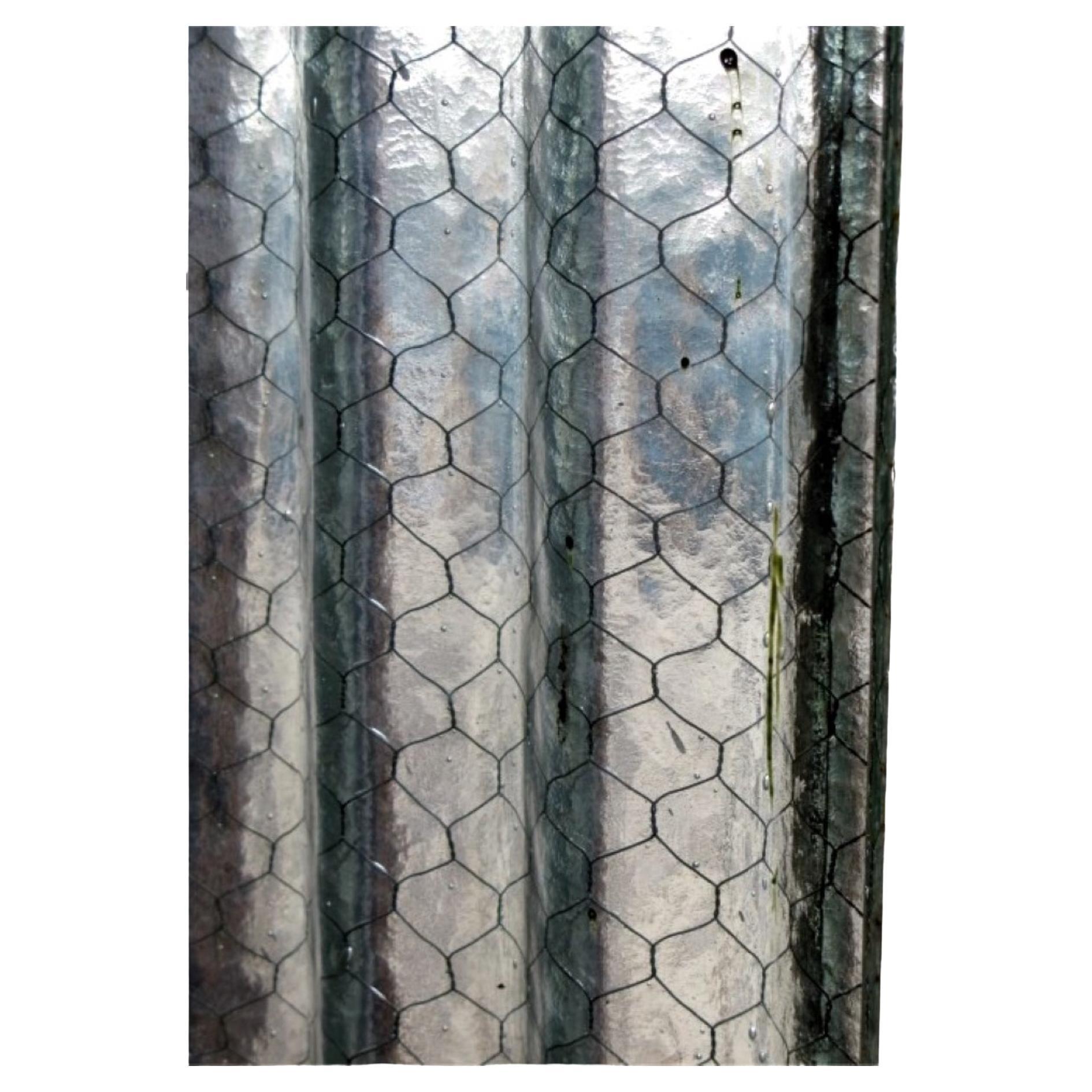 1930s Corrugated 27 3/4 x 47 3/4 Clear Chicken Wire Glass