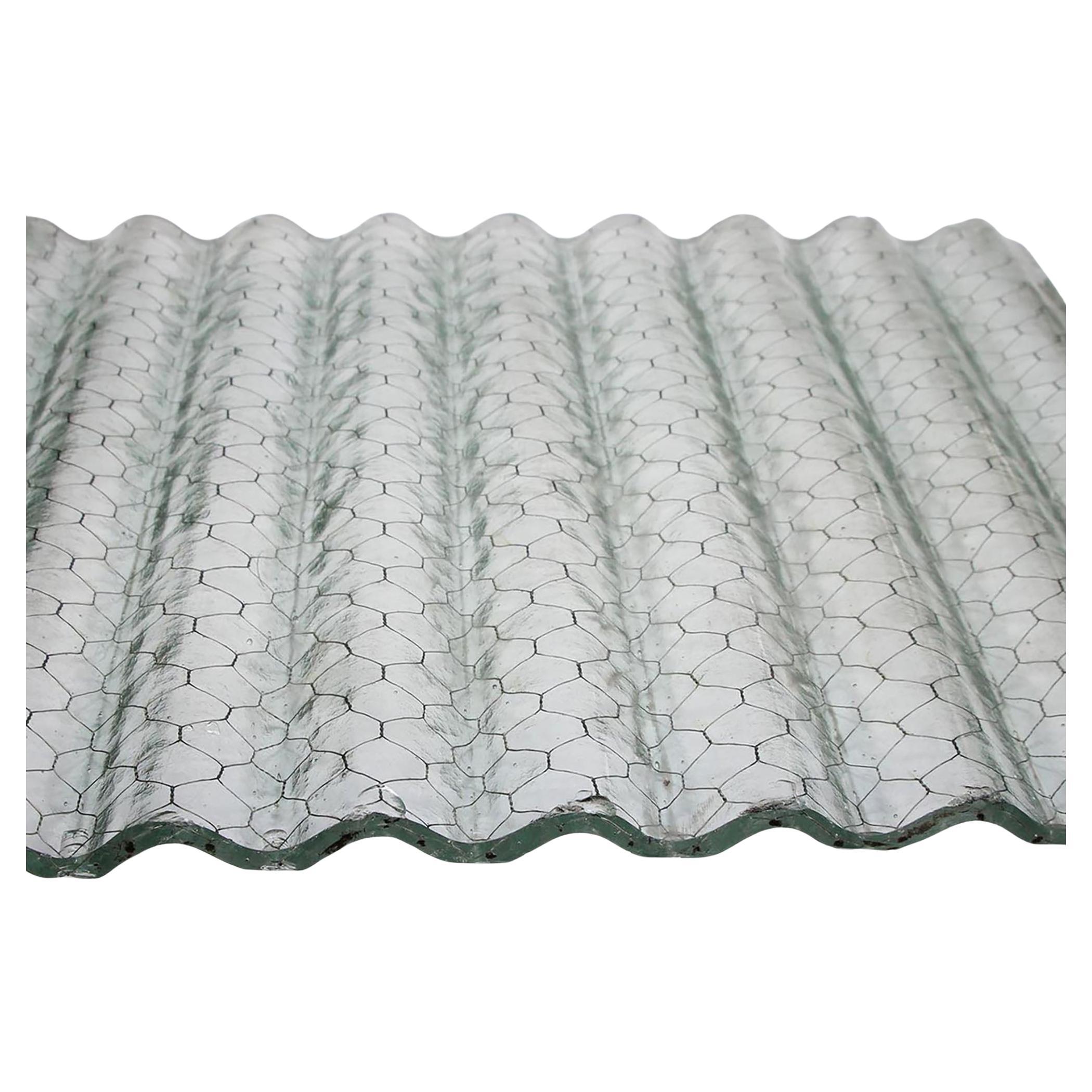 1930s Corrugated Fire Resistant Clear Chicken Wire Glass