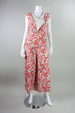 1930's Cotton Beach Pajamas with Art Deco Floral Print