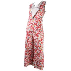1930's Cotton Beach Pajamas with Art Deco Floral Print