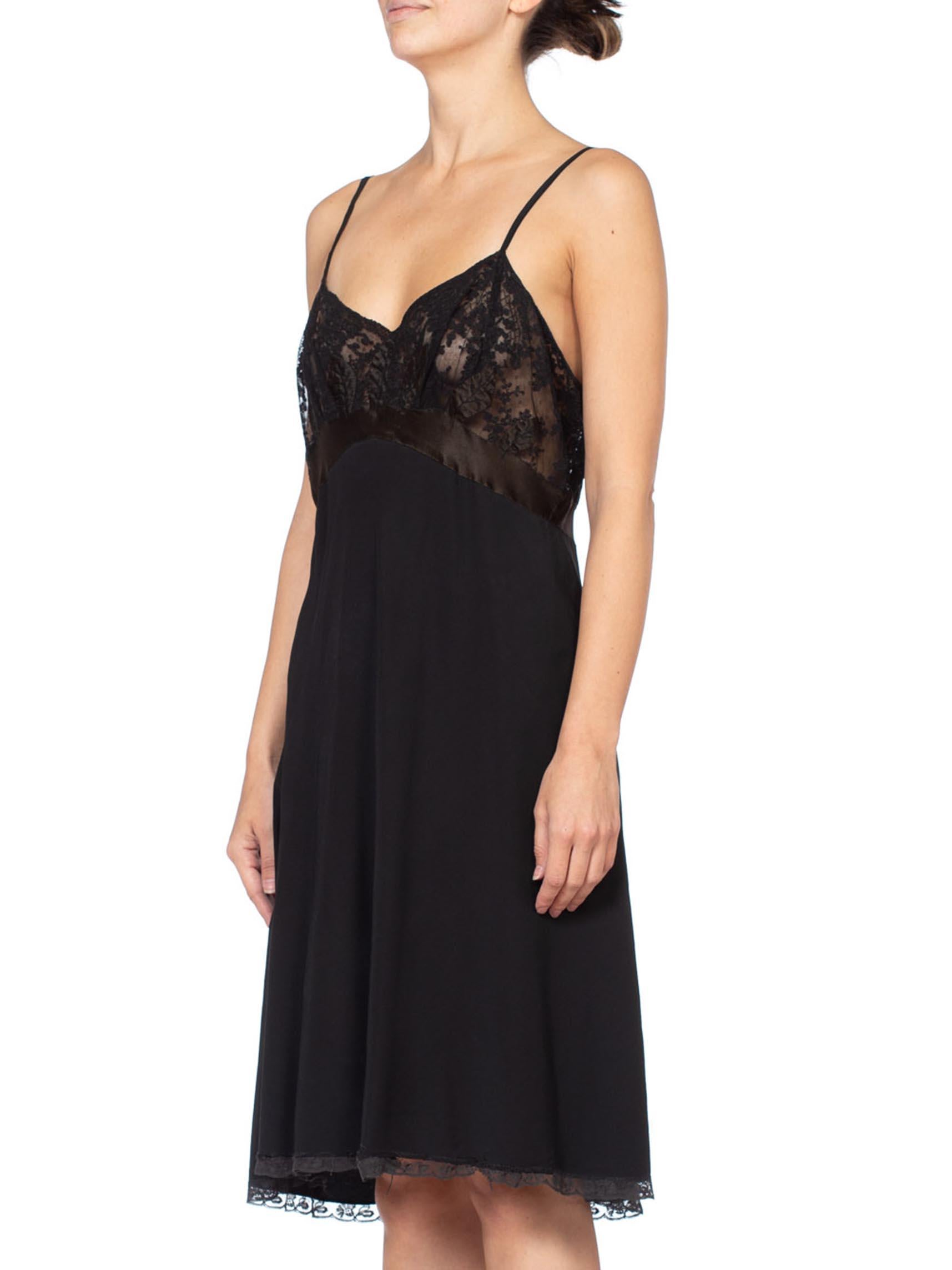 1930's Couture Bias Silk & Lace Large Slip Dress For Sale 1