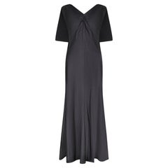 1930s Couture Black Silk Dress with Gold Lamé Inserts