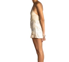 1930S Cream Bias Cut Silk Charmeuse Tap Short Knickers With Lace And Cut-Out De