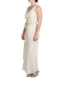 1930S Cream Bias Cut Silk Jacquard Negligee With Couture Grade Embroidery