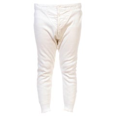 1930S Cream Cotton Jersey Rare Men's Long Underwear Pants