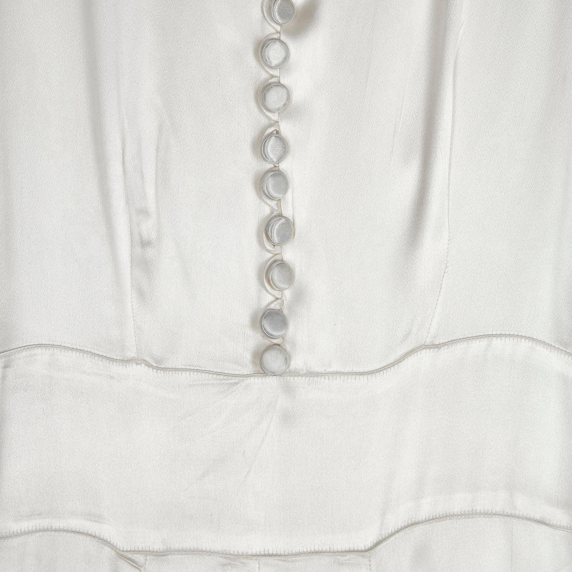 Gray 1930s Cream Floral Jacquard Wedding Dress For Sale