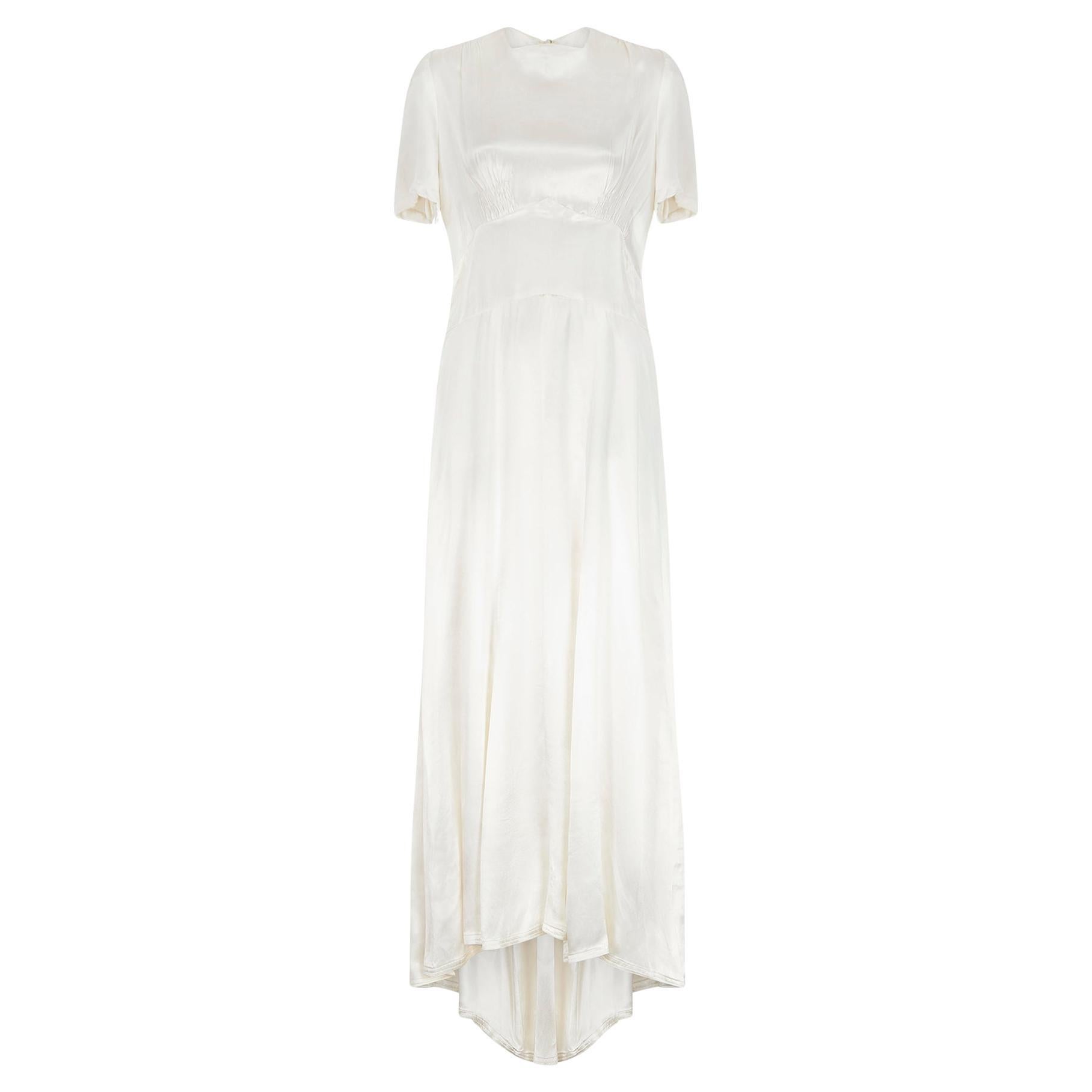 1930s Cream Floral Jacquard Wedding Dress For Sale