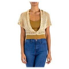 Coprispalle cardigan in cotone all'uncinetto a mano del 1930