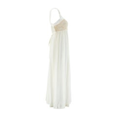 1930s Cream Silk Chiffon Wide Shoulder Strap Slip Dress