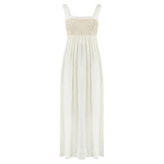 1930s Cream Silk Chiffon Wide Shoulder Strap Slip Dress