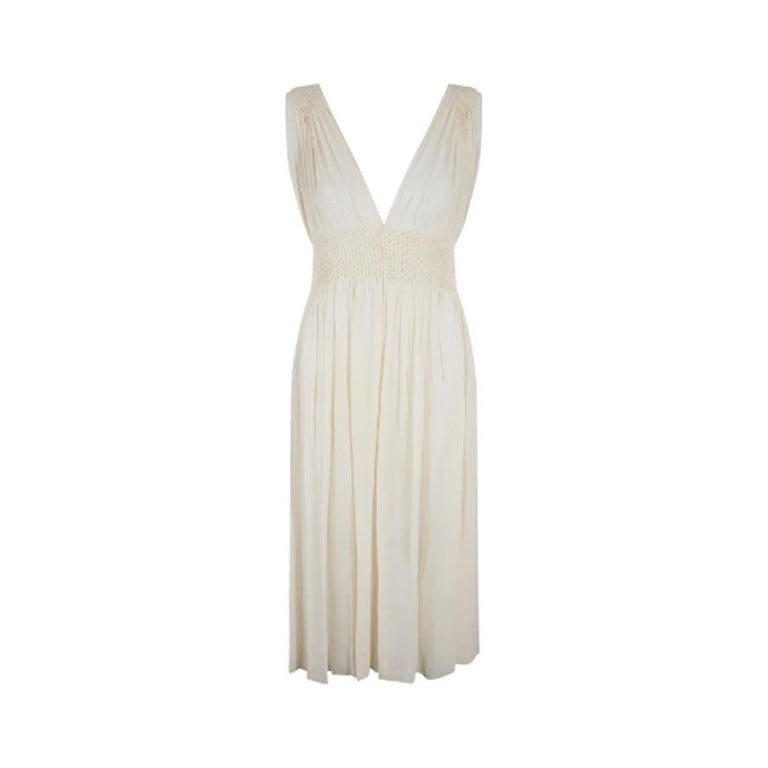 1930s Cream Silk Crepe Smocked Night Dress For Sale at 1stDibs