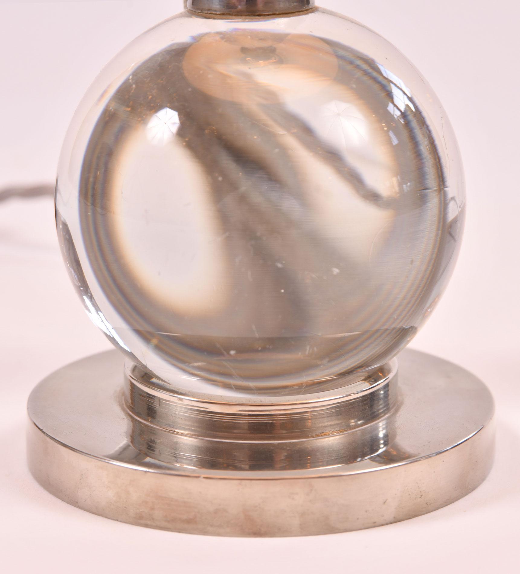 1930s Crystal Ball Lamp by Jacques Adnet In Good Condition In London, GB