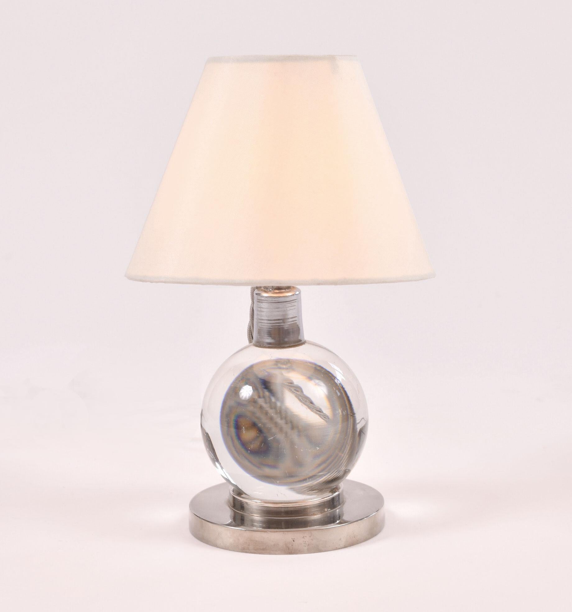 Mid-20th Century 1930s Crystal Ball Lamp by Jacques Adnet