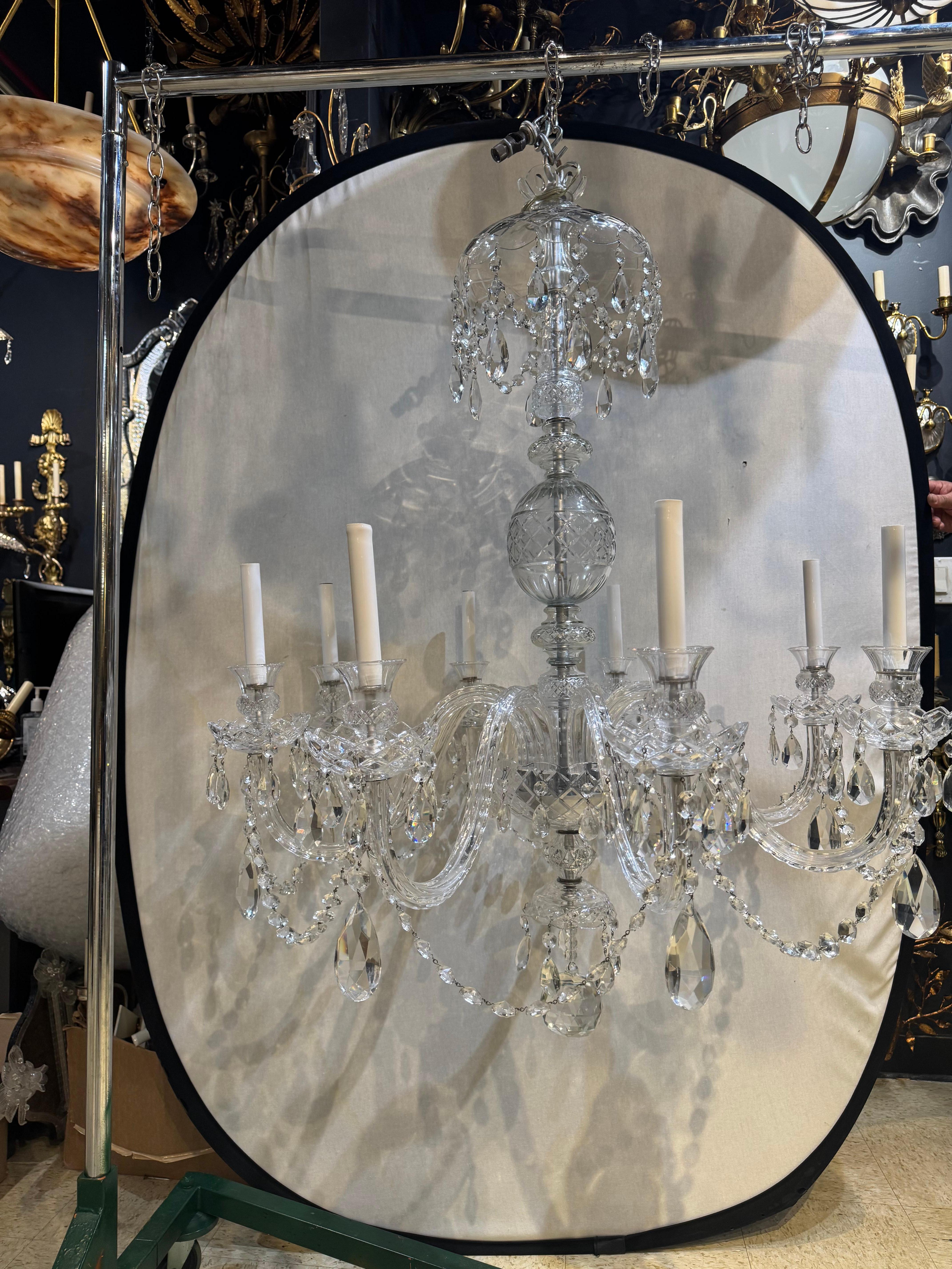 1930’s Crystals Chandelier In Good Condition For Sale In New York, NY