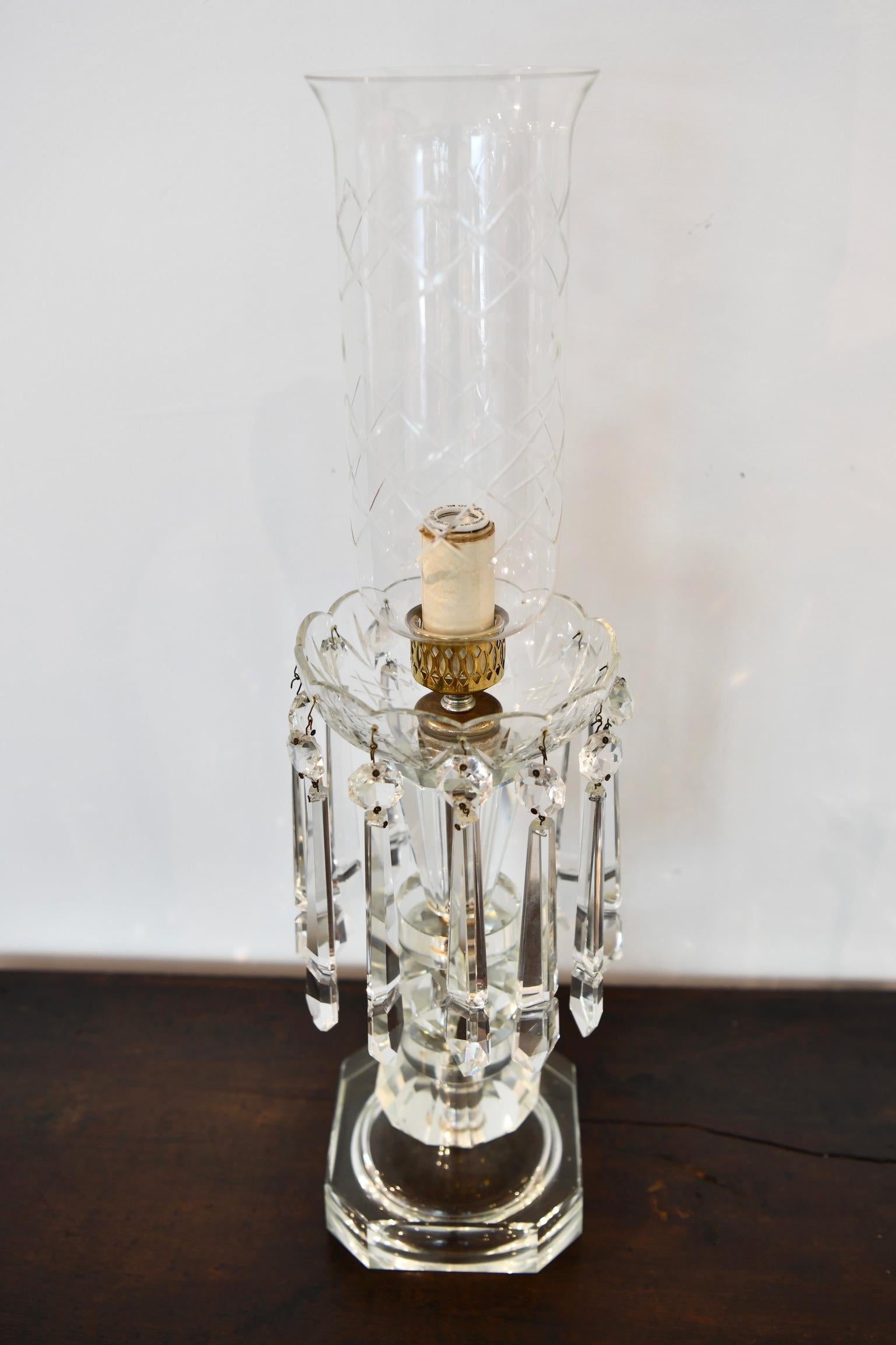 1930s Crystal Hurricane Lamp 1