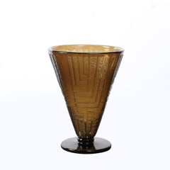 1930s Cubist Skyscraper Style Vase, Signed by Daum Nancy