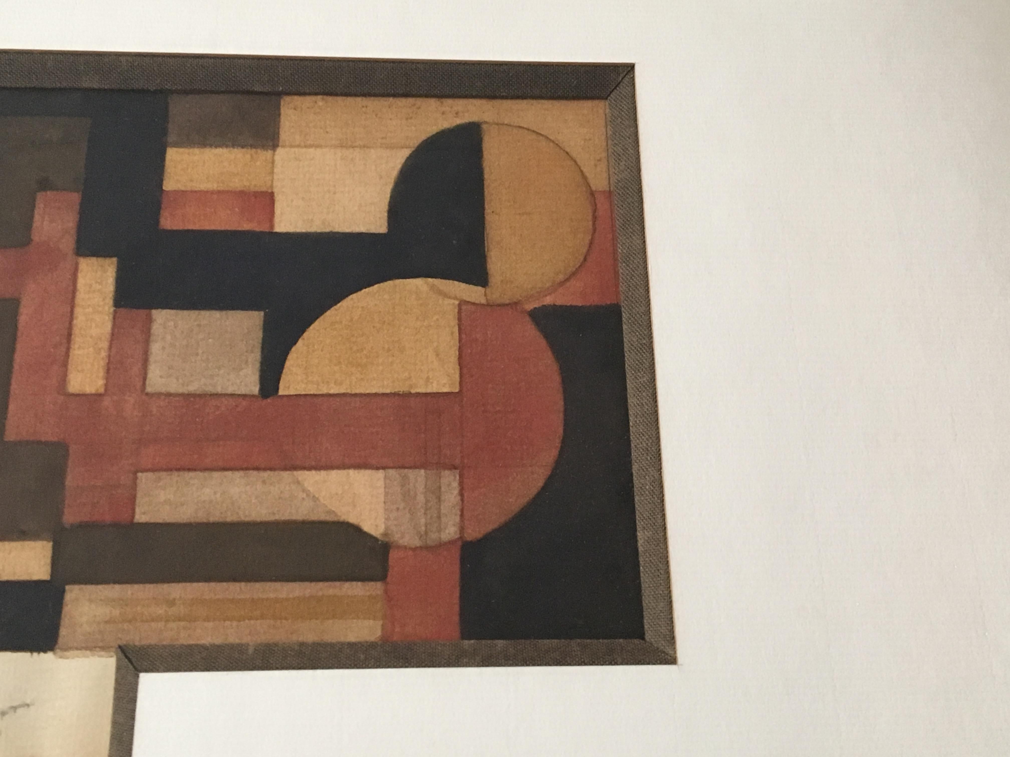 Art Deco 1930s Cubist Watercolor, Signed and Dated 1932