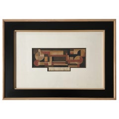 1930s Cubist Watercolor, Signed and Dated 1932