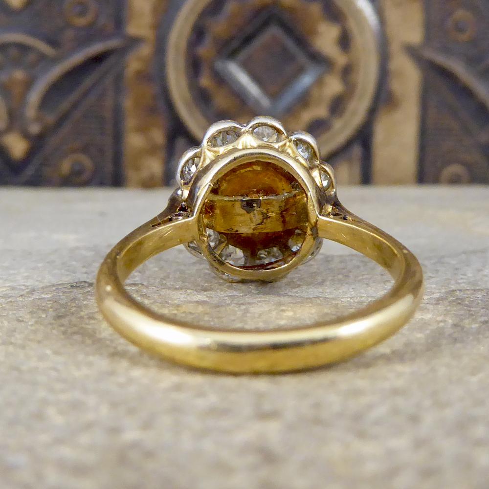 Old European Cut 1930s Cultured Pearl and Diamond Cluster Ring in 18 Carat Gold