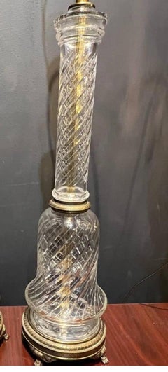 1930s Cut Crystal Table Lamp Single