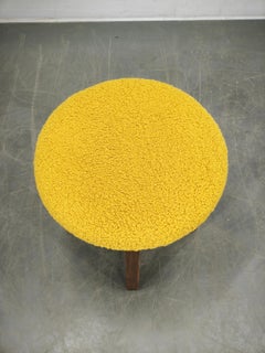 1930s Czech Art Deco Beechwood Stool with Bouclé Upholstery