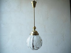 1930s Czech Art Deco Chandelier with Opaline Glass Shades