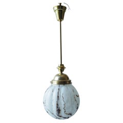 1930s Czech Art Deco Chandelier with Opaline Glass Shades
