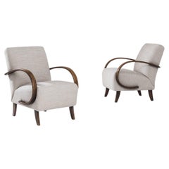 Vintage 1930s Czech Bentwood Armchairs by J. Halabala, a Pair