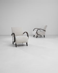 1930s Czech Boucle Upholstered Armchairs by J. Halabala, a Pair