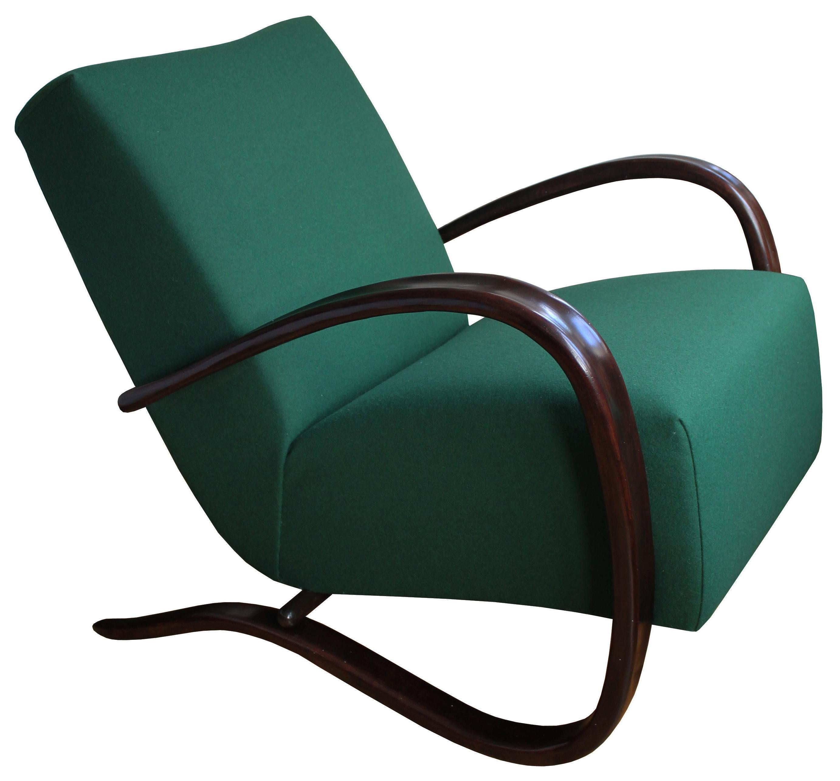 Art Deco 1930s Czech H269 Armchair by Jindrich Halabala for UP Brno For Sale