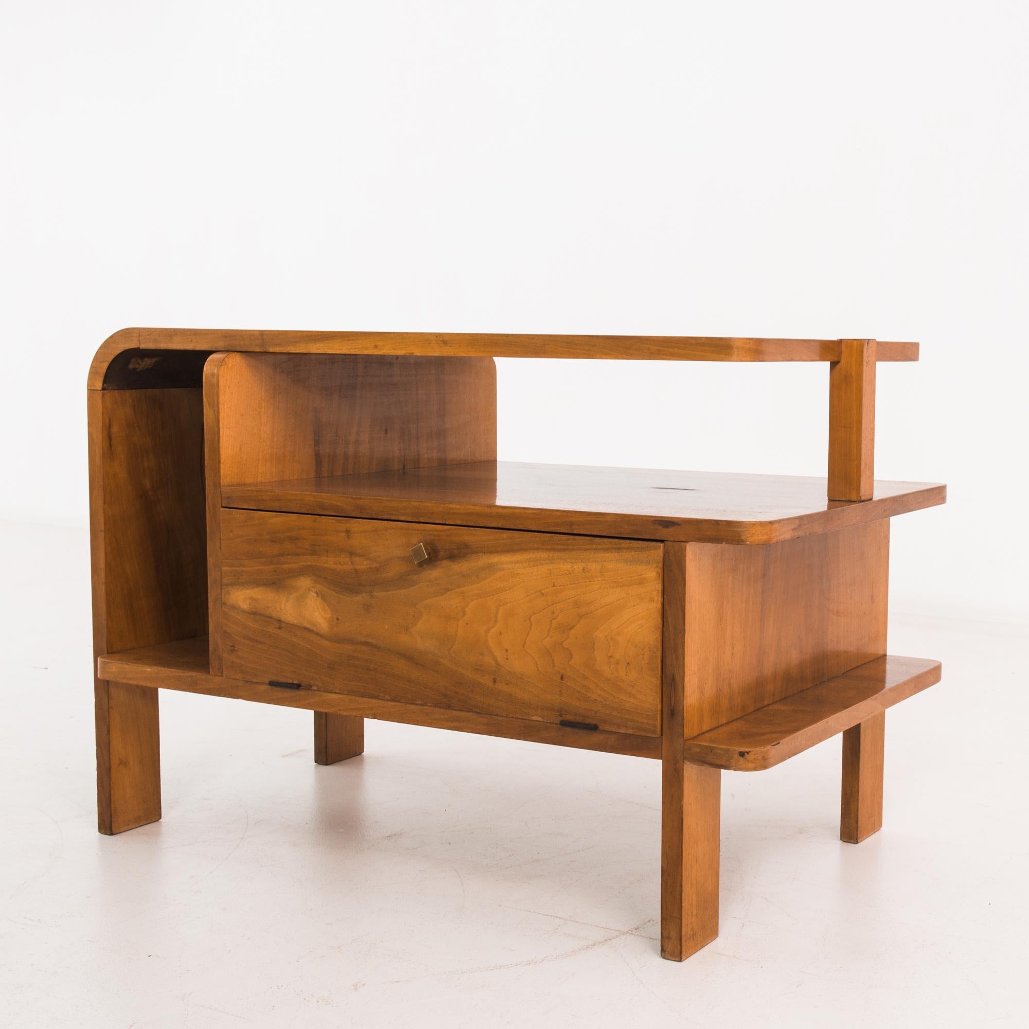 Hardwood 1930s Czech Modern Bedside Table