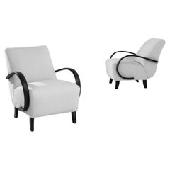 1930s Czech Upholstered Armchairs by J. Halabala, a Pair