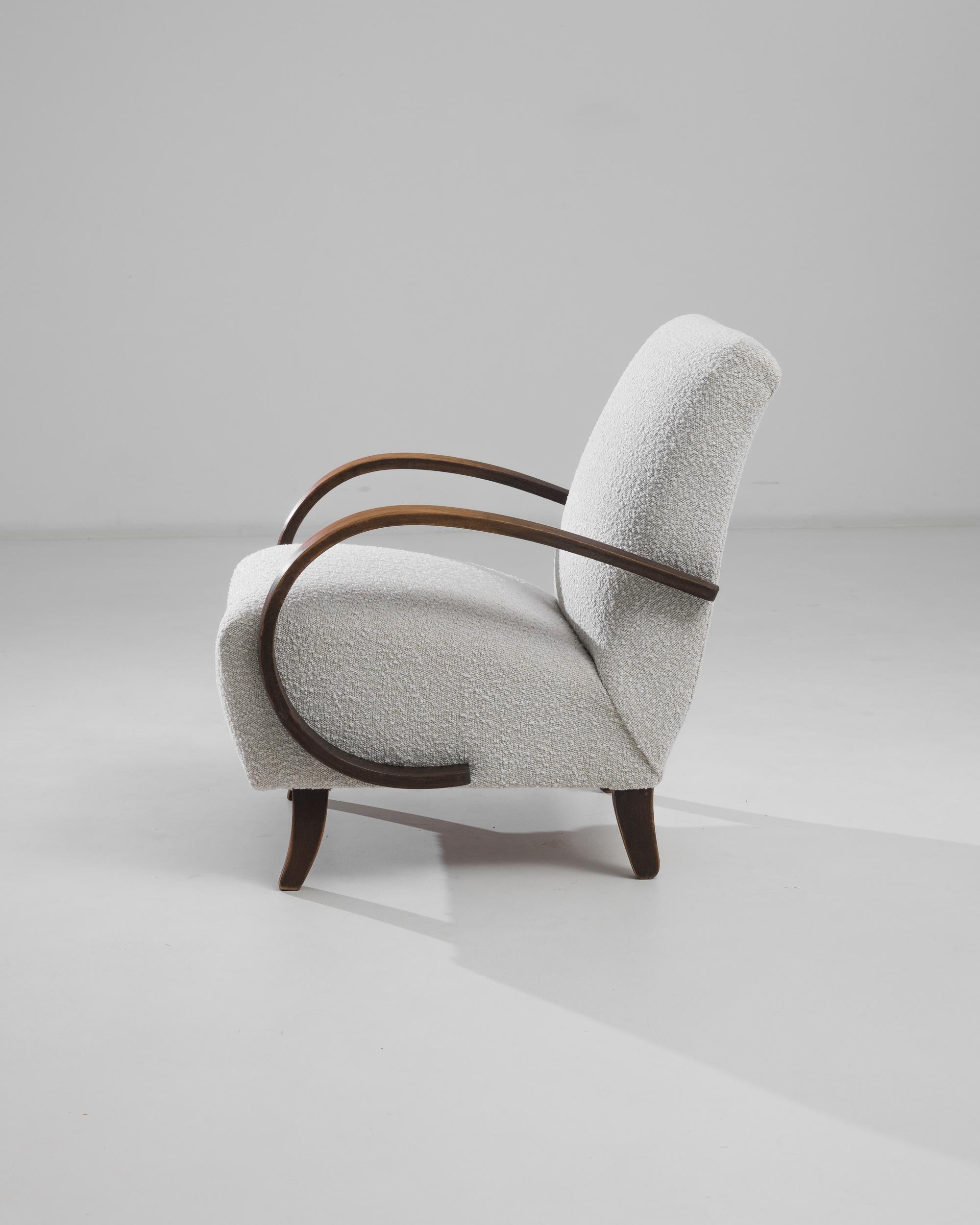 Mid-Century Modern 1930s Czech Wooden Armchair by J. Halabala