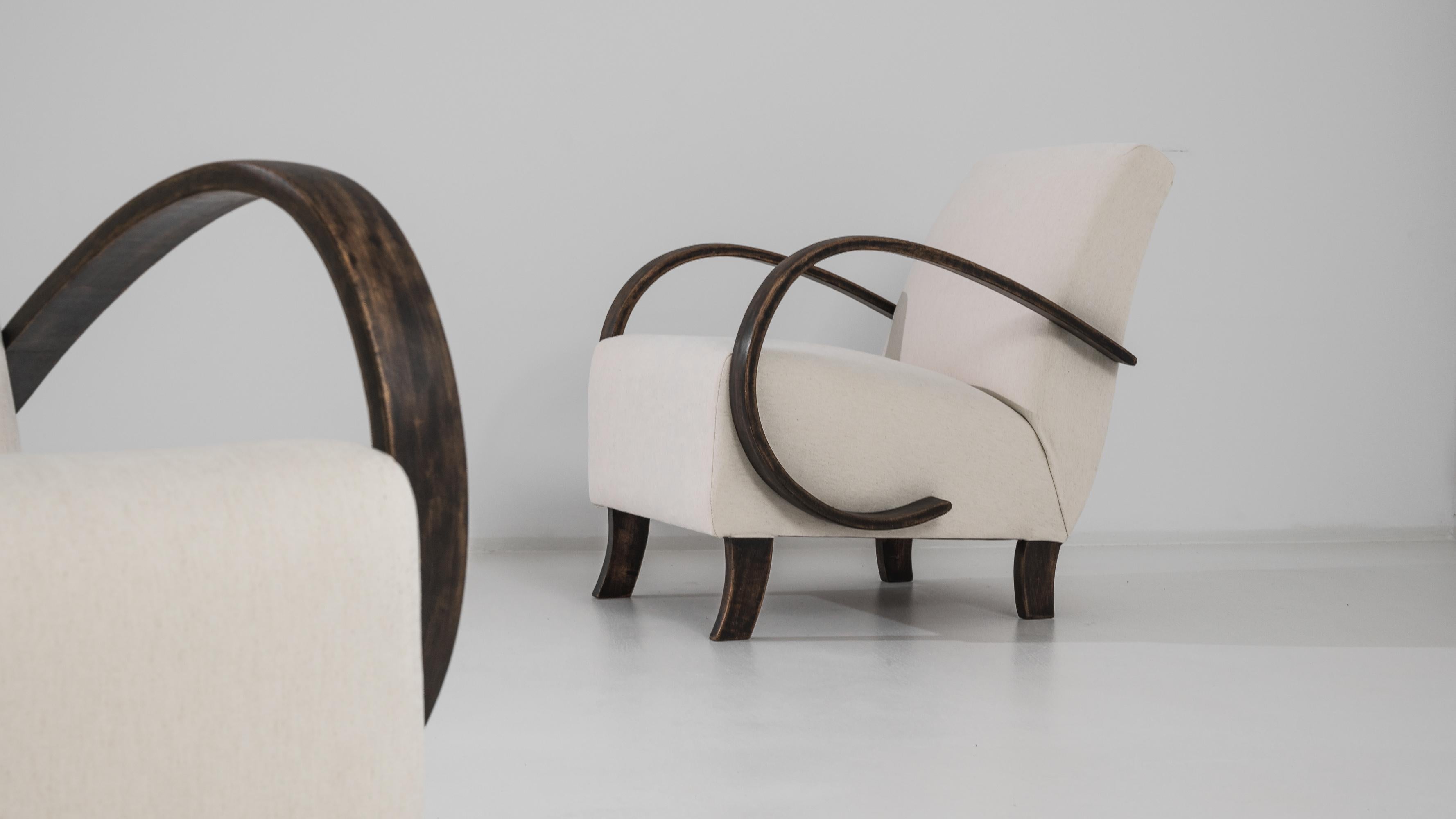 20th Century 1930s Czech Wooden Armchairs by J. Halabala, a Pair For Sale