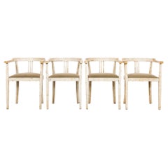 1930s Czech Wooden Upholstered Armchairs, Set of Four