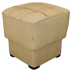 1930s Czechoslovak Art Deco Ottoman / Tabouret with Springs Seat, New Upholstery