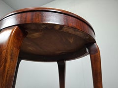 1930s Czechoslovak Art Deco Round Table in Wood and Veneer