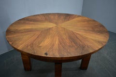 1930s Czechoslovak Art Deco Round Table in Wood and Veneer