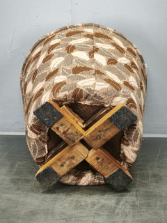 1930s Czechoslovak Art Deco Upholstered Round Tabouret Stool