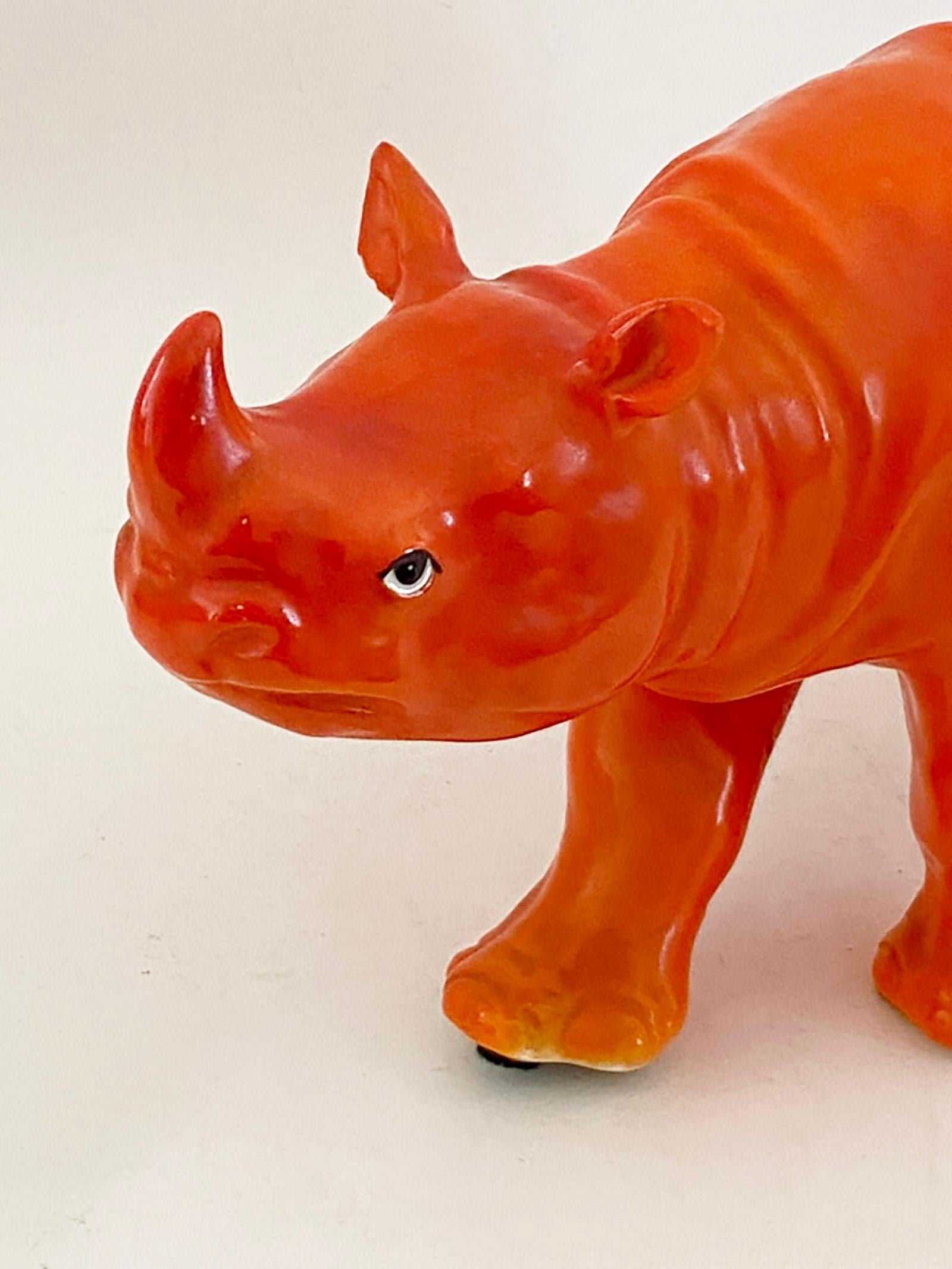 1930 Checoslovaquia Cerámica Naranja Rinoceronte en venta 4