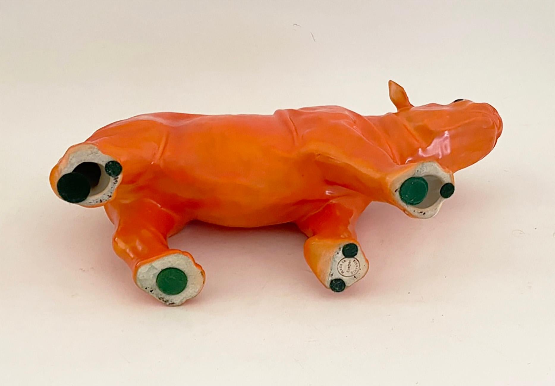 1930 Checoslovaquia Cerámica Naranja Rinoceronte en venta 6
