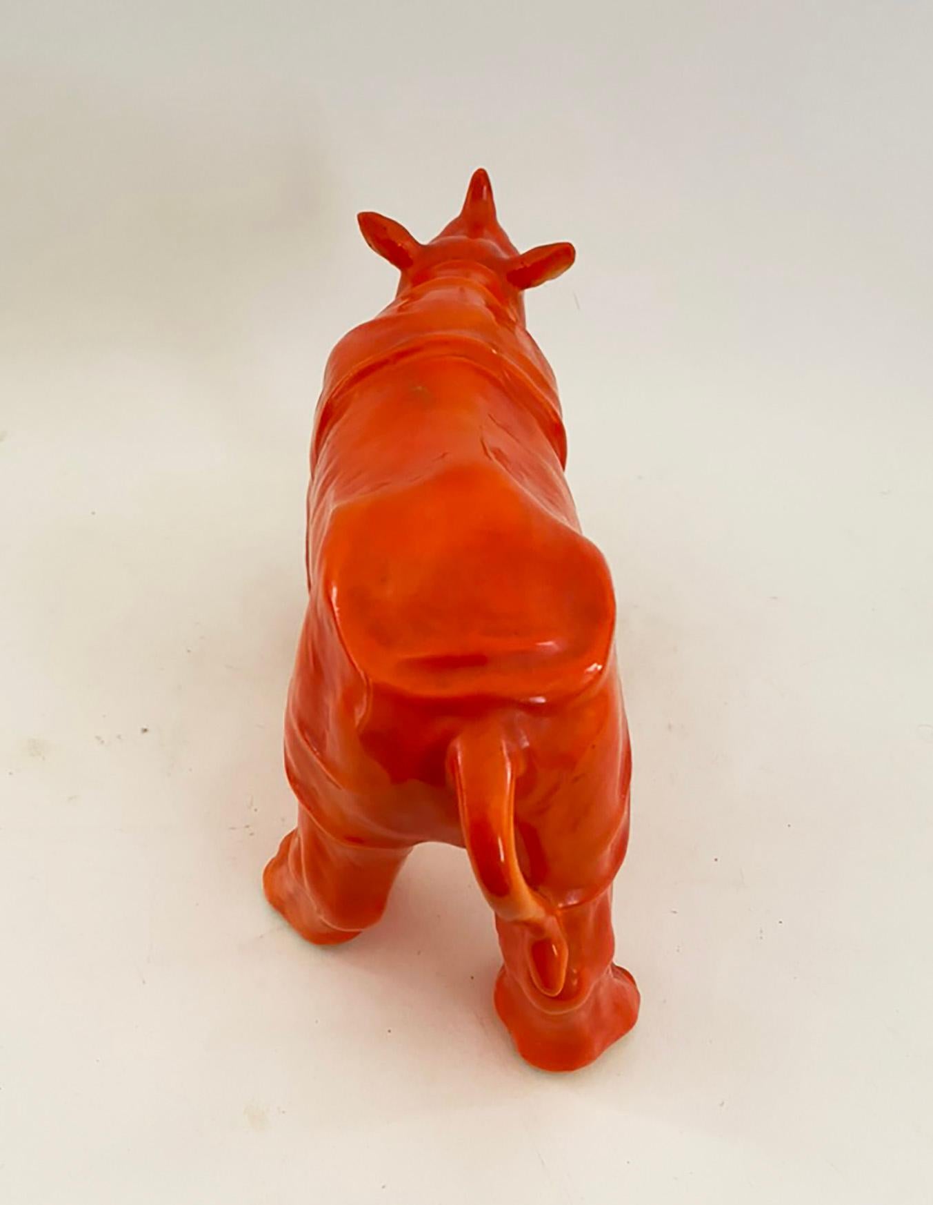 1930 Checoslovaquia Cerámica Naranja Rinoceronte en venta 1
