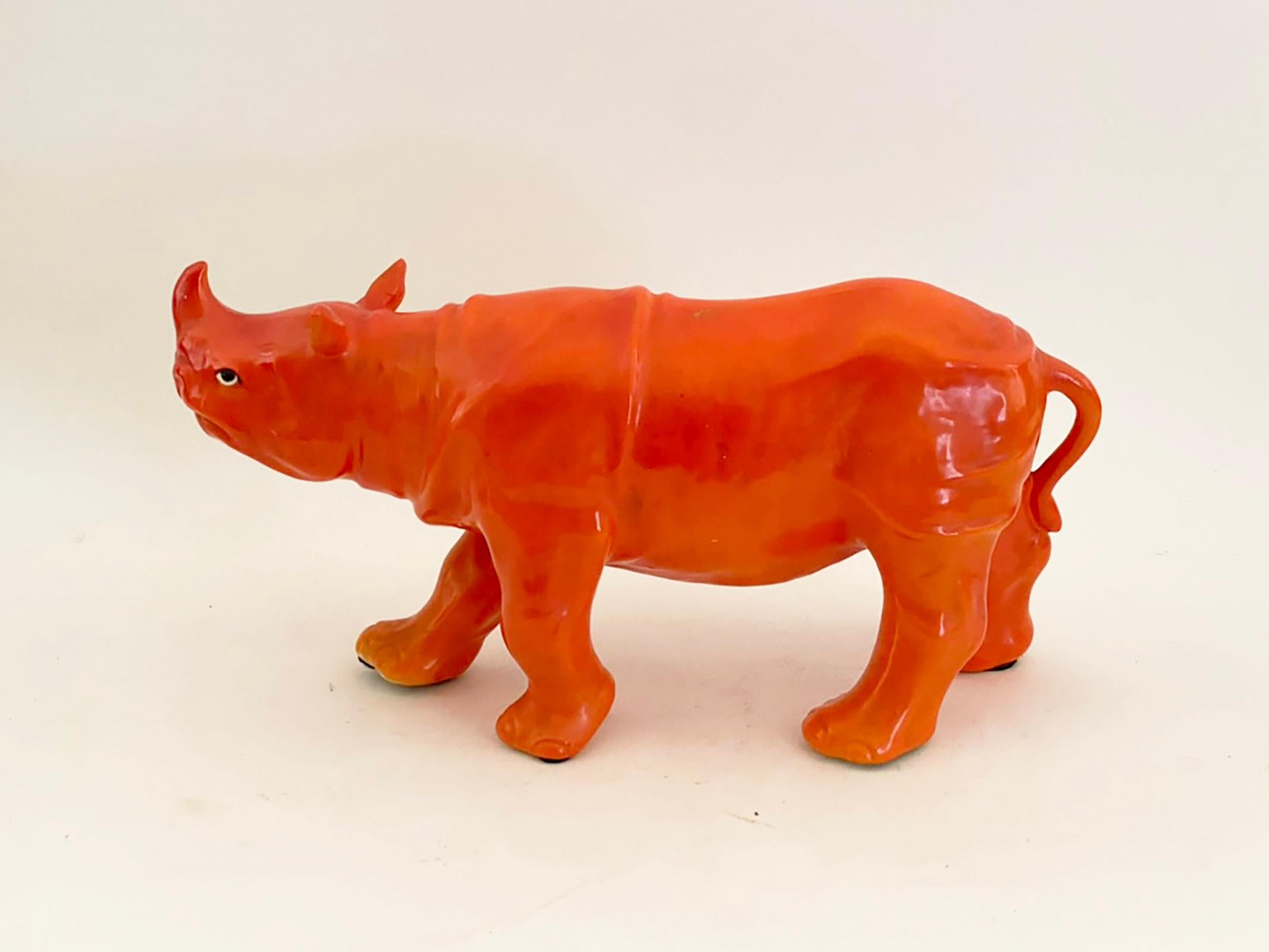 1930 Checoslovaquia Cerámica Naranja Rinoceronte en venta 3