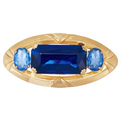 1930s Czechoslovakia Oval Blue Toned Brooch