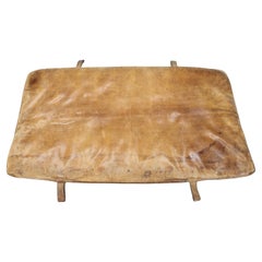 1930s Czechoslovakian Thick Leather Gym Mat, Patinated
