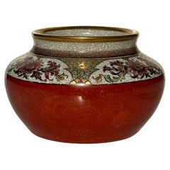 1930s Dahl Jensen Burnt Red Floral Cracklé Glaze Vase