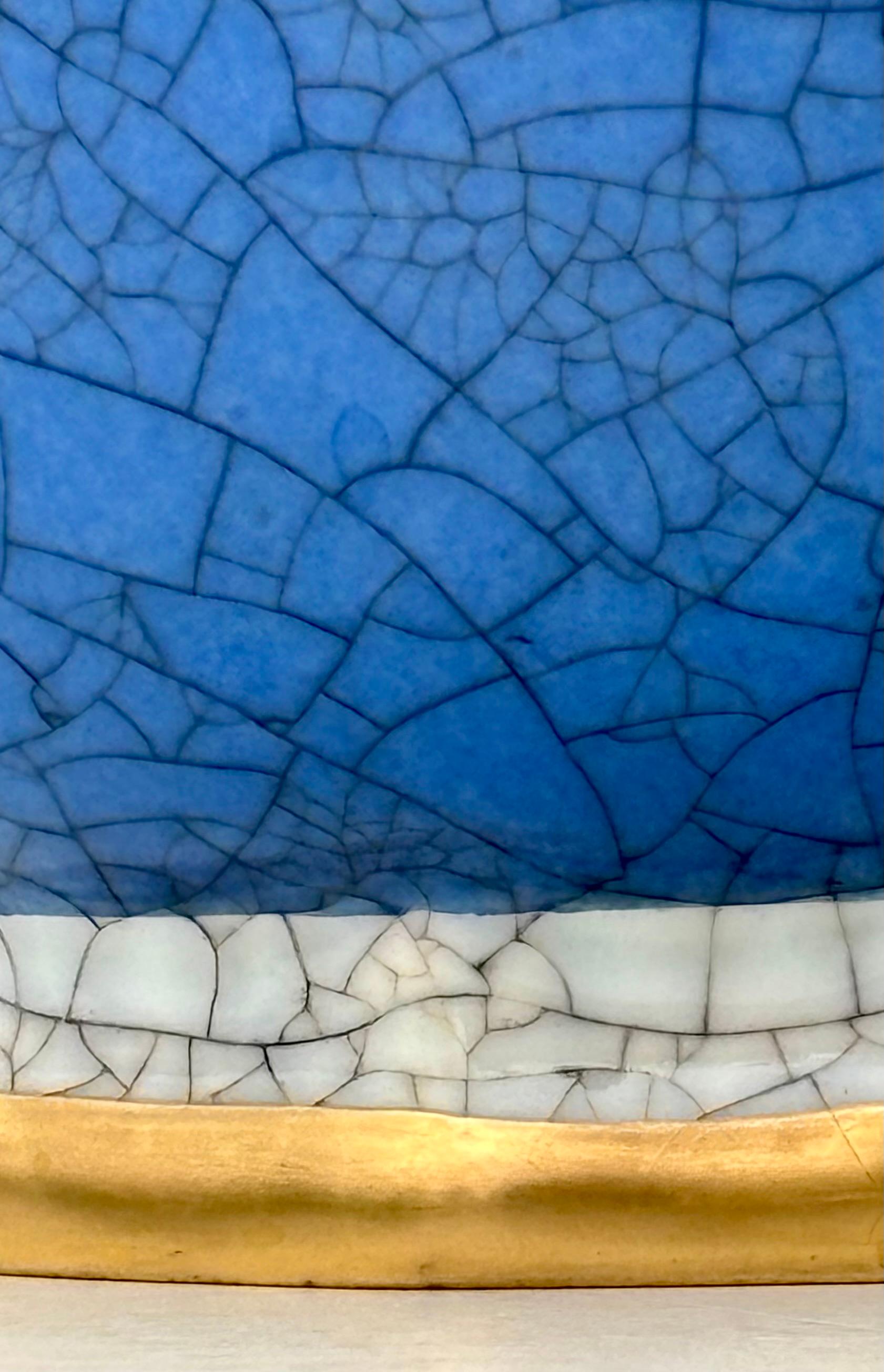 Vaso Dahl Jensen degli anni '30, bianco e blu con smalto craquelé in vendita 1