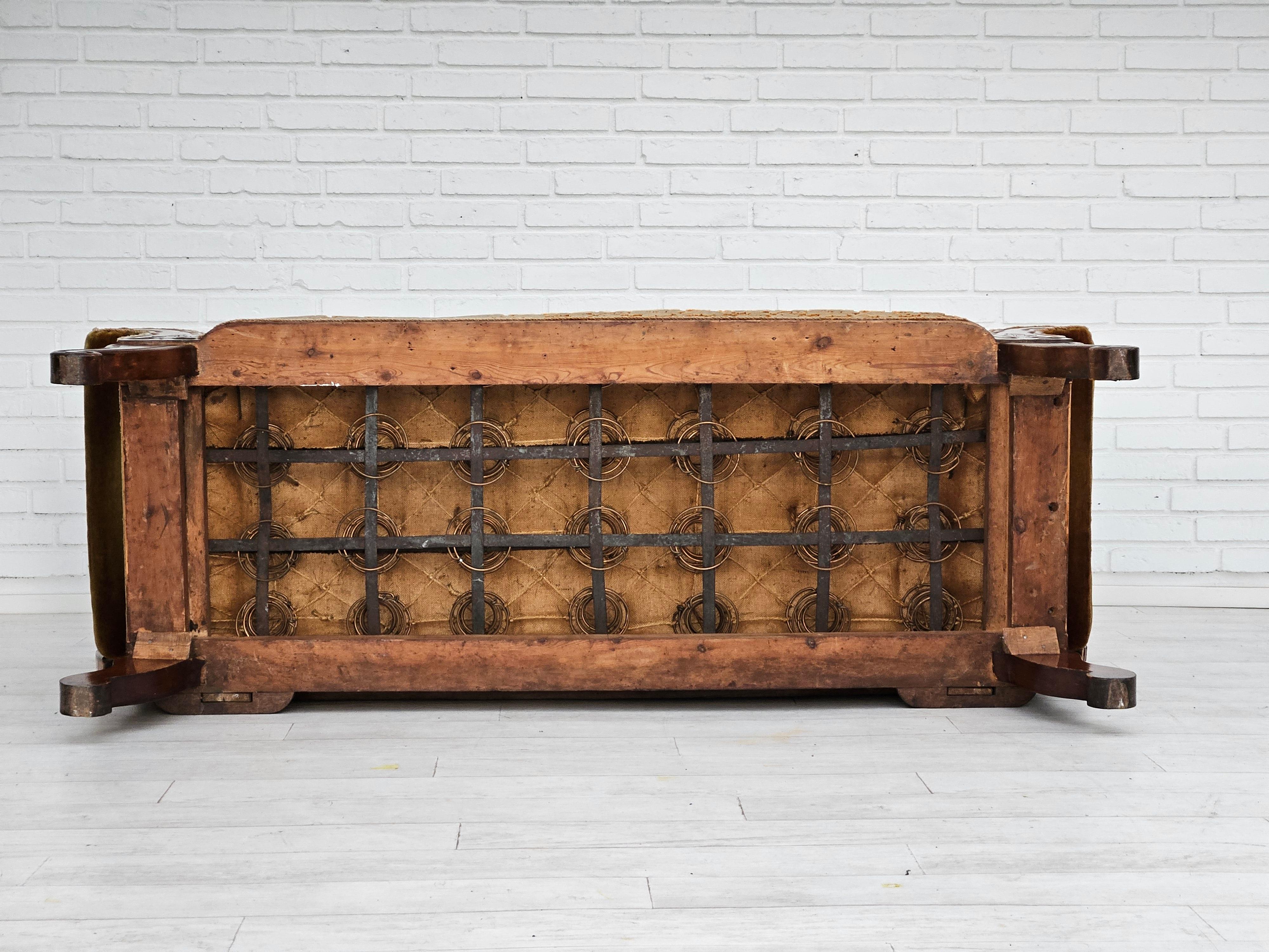 1930s, Danish 2 seater sofa, ash wood, original condition. For Sale 12