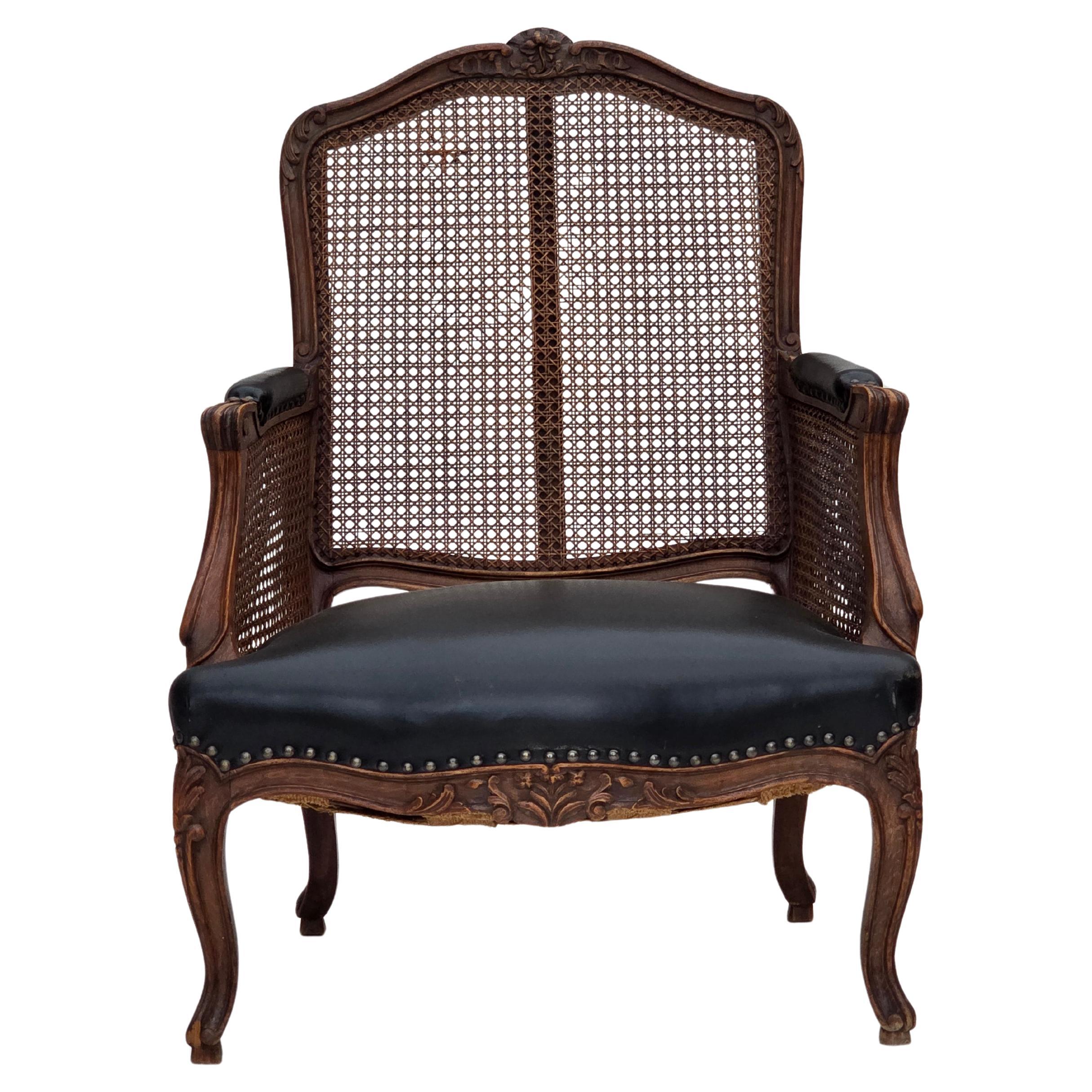 1930, fauteuil danois, cuir, bois de frêne, maille de meuble, reupholstered.